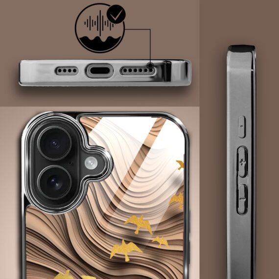 Etui do iPhone 16, Elite Glass z MagSafe, szklany tył, Azja, Piaskowa odyseja, czarne (8)