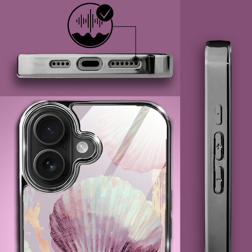 Etui do iPhone 16, Elite Glass z MagSafe, szklany tył, Morze, Perłowa Muszla, czarne (8)