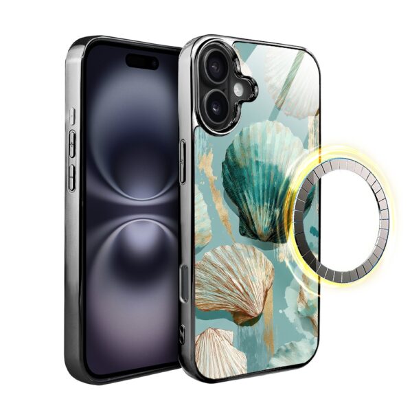 Etui do iPhone 16 Plus, Elite Glass z MagSafe, szklany tył, Morze, Turkusowy skarb, czarne
