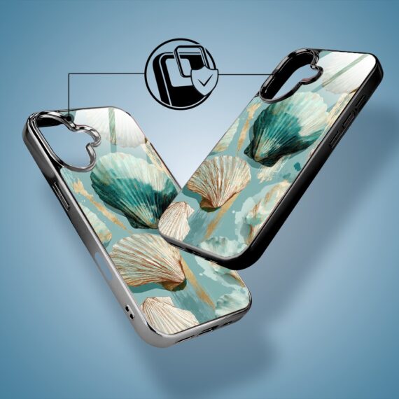 Etui do iPhone 16, Elite Glass z MagSafe, szklany tył, Morze, Turkusowy skarb, czarne (6)