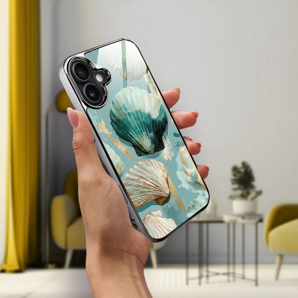 Etui do iPhone 16, Elite Glass z MagSafe, szklany tył, Morze, Turkusowy skarb, czarne (7)