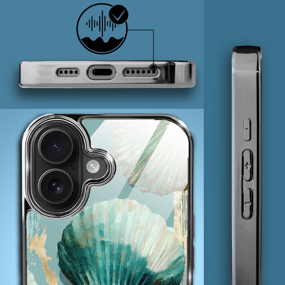 Etui do iPhone 16, Elite Glass z MagSafe, szklany tył, Morze, Turkusowy skarb, czarne (8)