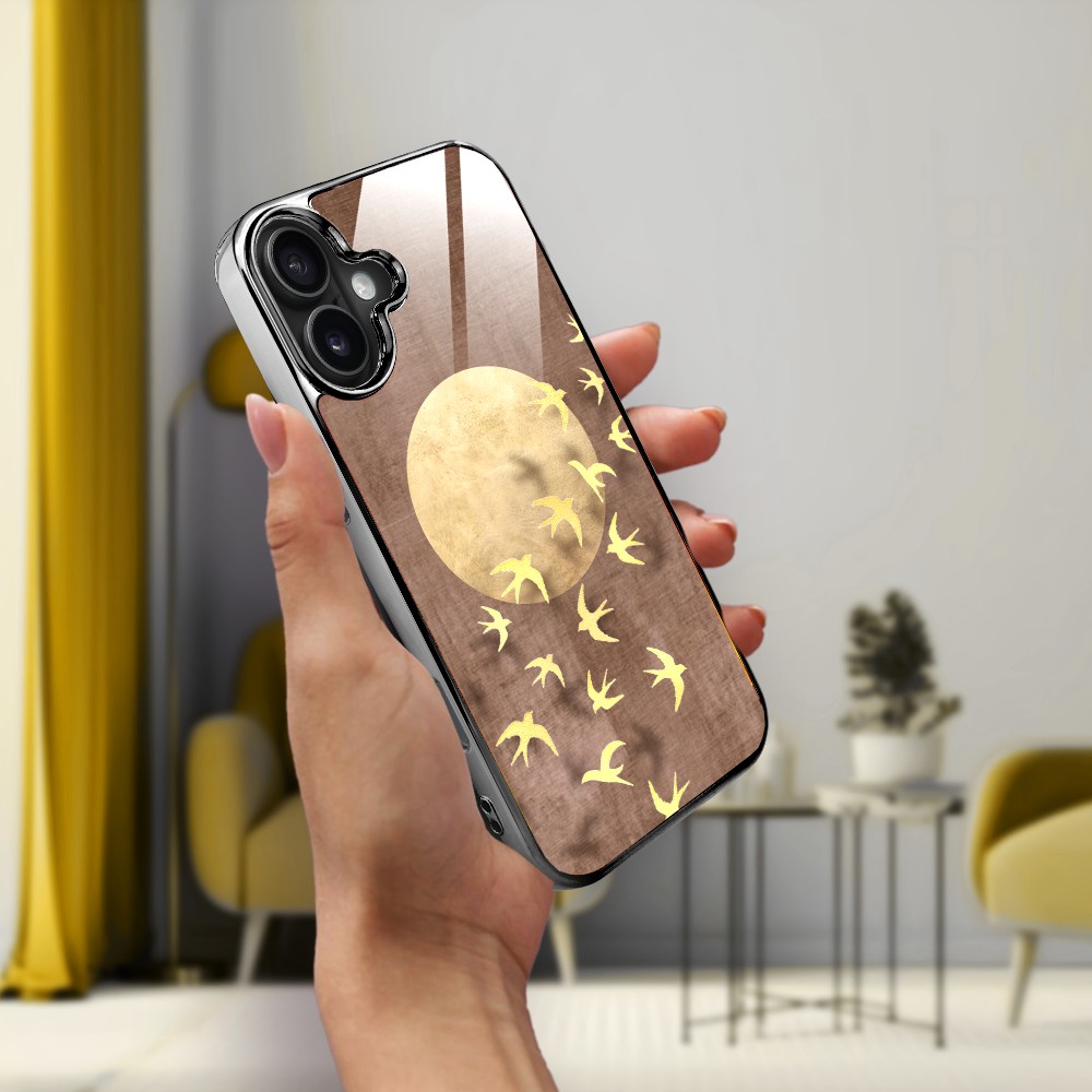 Etui do iPhone 16, Elite Glass z MagSafe, szklany tył, Zwierzęta, Taniec jaskółek, czarne (7)