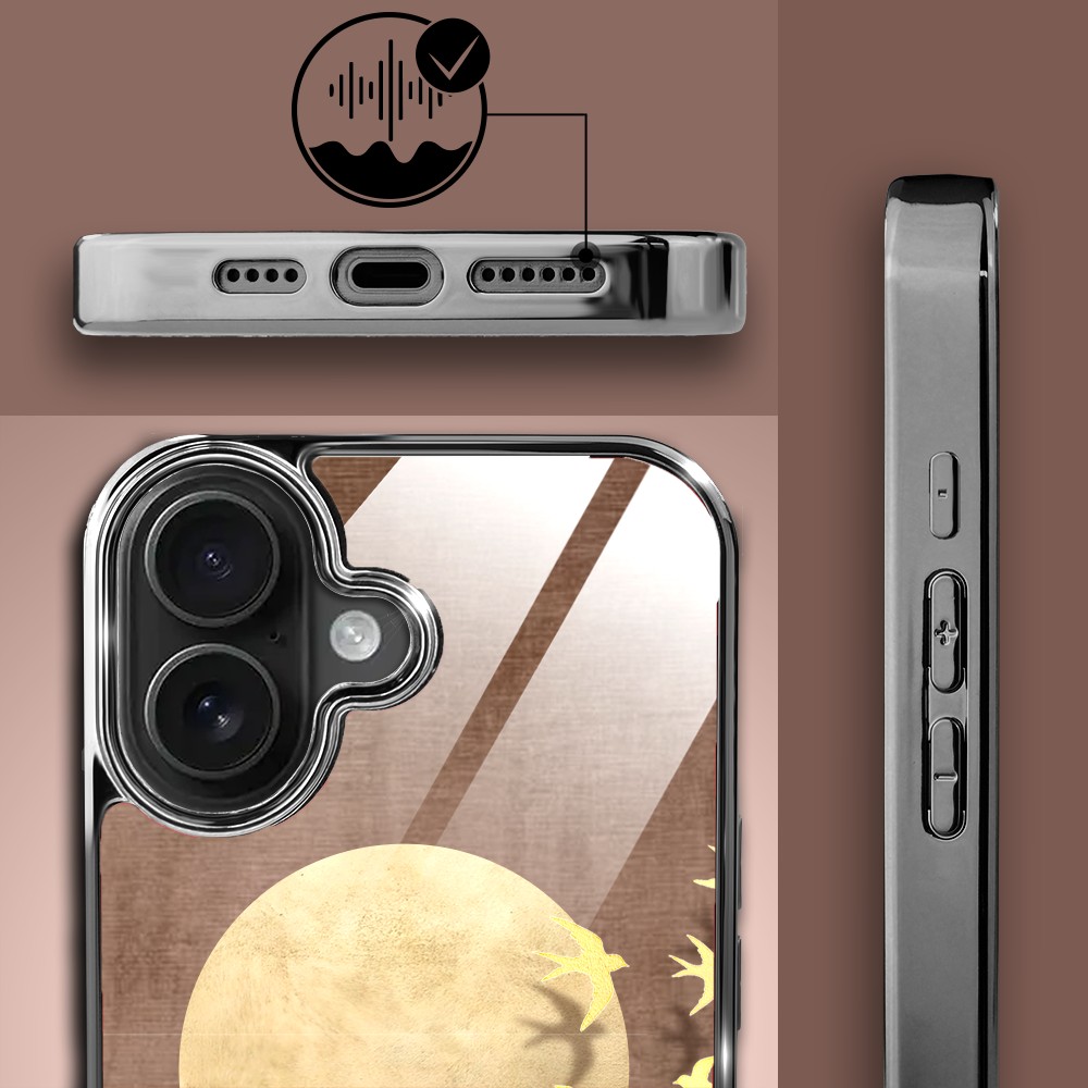 Etui do iPhone 16, Elite Glass z MagSafe, szklany tył, Zwierzęta, Taniec jaskółek, czarne (8)
