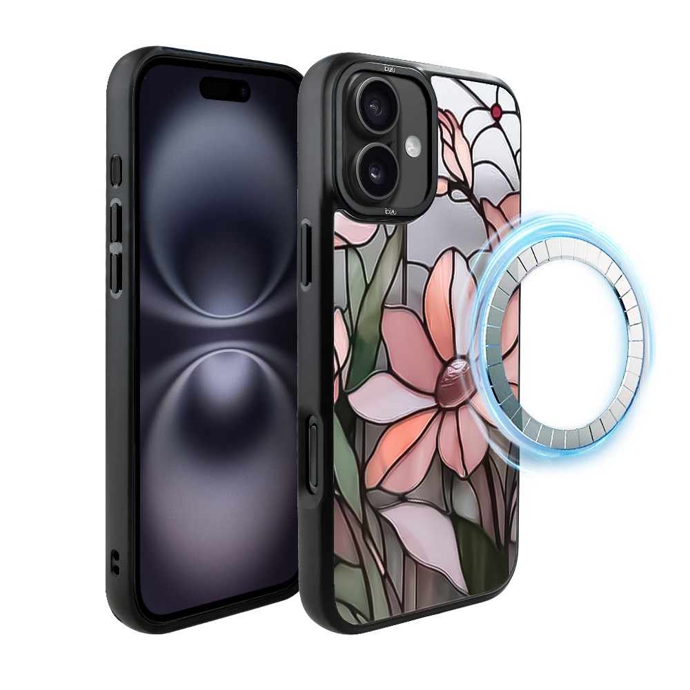 Etui do iPhone 16 IBIZU DropGuard Matt z MagSafe, Barwy Szkła, Różowa magnolia