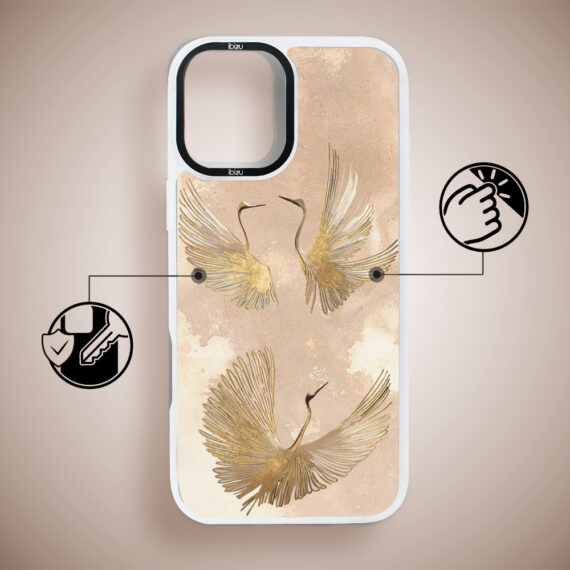 Etui-do-iPhone-16-IBIZU-DropGuard-Matt-z-MagSafe-Boho-Złote-żurawie (1)