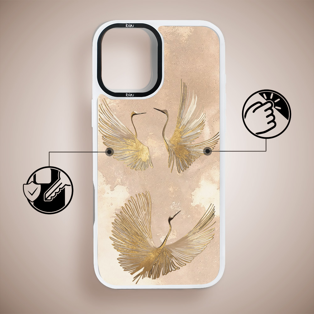 Etui-do-iPhone-16-IBIZU-DropGuard-Matt-z-MagSafe-Boho-Złote-żurawie (1)
