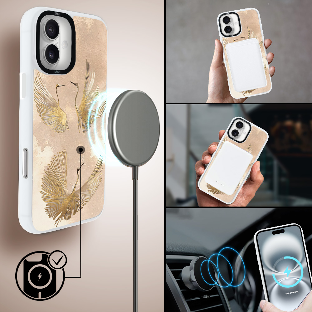 Etui-do-iPhone-16-IBIZU-DropGuard-Matt-z-MagSafe-Boho-Złote-żurawie (7)