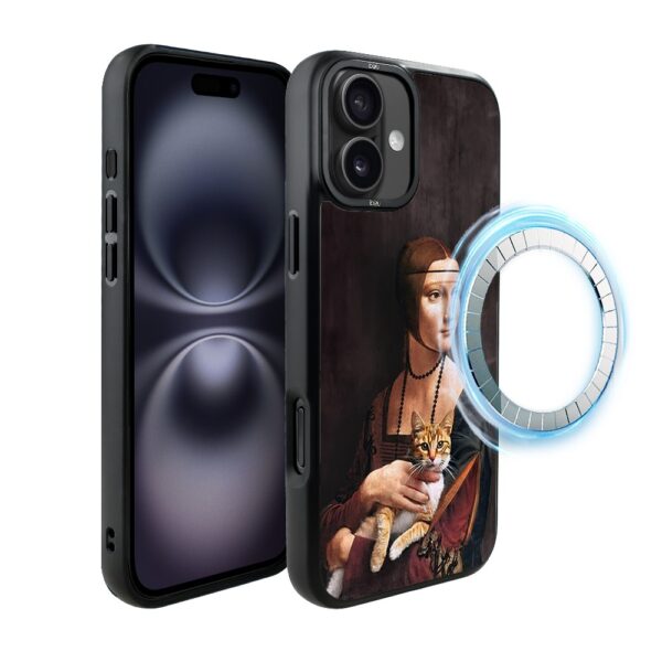 Etui do iPhone 16 Plus IBIZU DropGuard Matt z MagSafe, Leonardo Da Vinci, dama z kotem