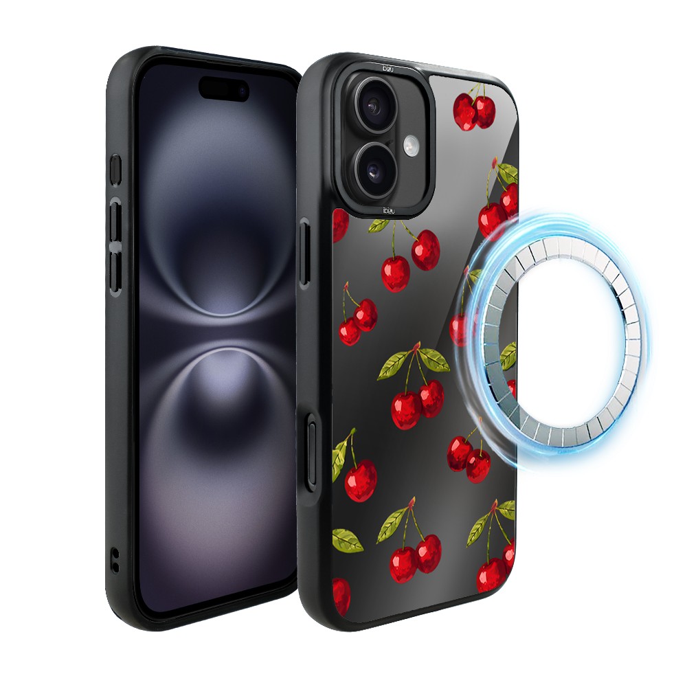 Etui do iPhone 16 IBIZU DropGuard Matt z MagSafe, Midnight, Wiśniowa noc