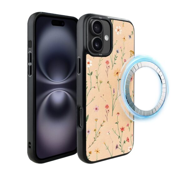 Etui do iPhone 16 IBIZU DropGuard Matt z MagSafe, Pastel Bloom, Koralowa łąka (4)