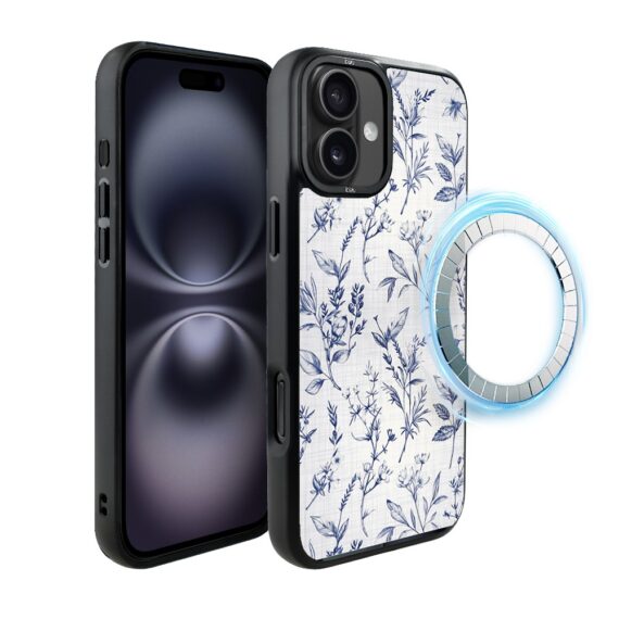 Etui do iPhone 16 IBIZU DropGuard Matt z MagSafe, Pastel Bloom, Lazurowe szepty (4)
