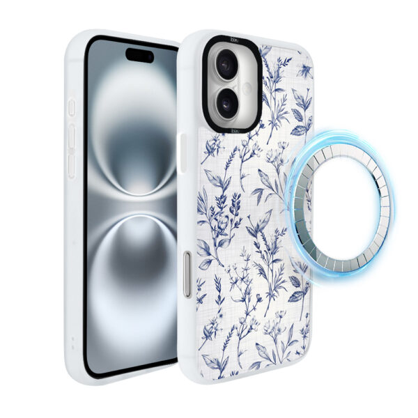 Etui do iPhone 16 IBIZU DropGuard Matt z MagSafe, Pastel Bloom, Lazurowe szepty