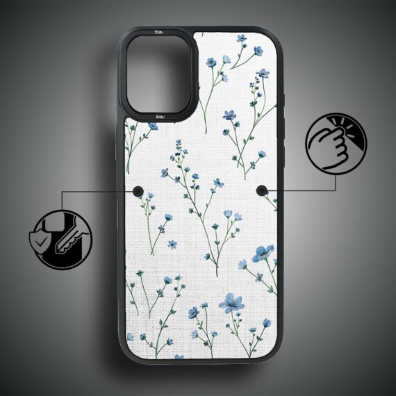 Etui do iPhone 16 IBIZU DropGuard Matt z MagSafe, Pastel Bloom, Niebieski sen (5)