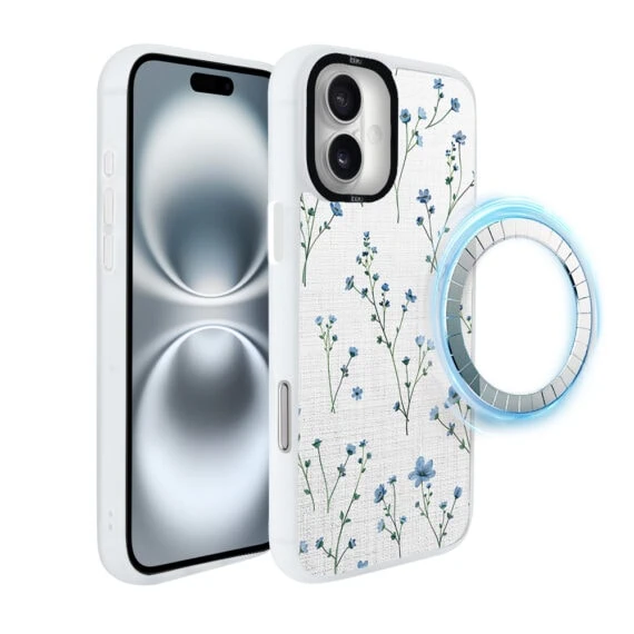 Etui-do-iPhone-16-IBIZU-DropGuard-Matt-z-MagSafe-Pastel-Bloom-Niebieski-sen-biale-2