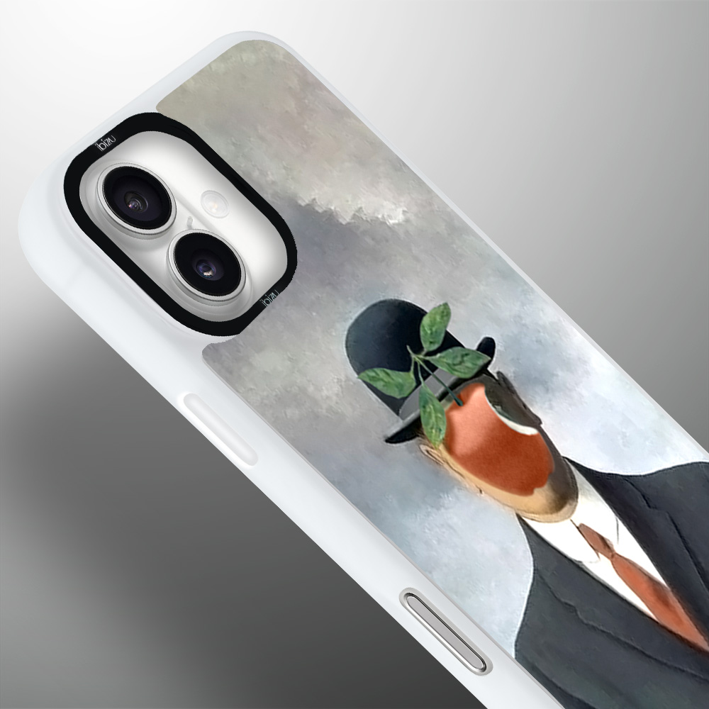 Etui-do-iPhone-16-IBIZU-DropGuard-Matt-z-MagSafe-Rene-Magritte-syn-człowieczy-white (2)