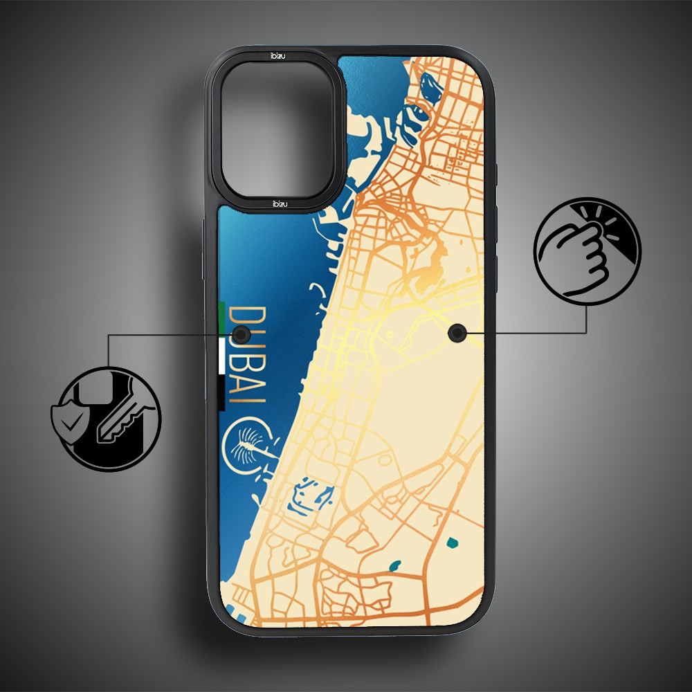Etui do iPhone 16 Plus IBIZU DropGuard Matt z MagSafe, Mapy Świata, Dubai (1)