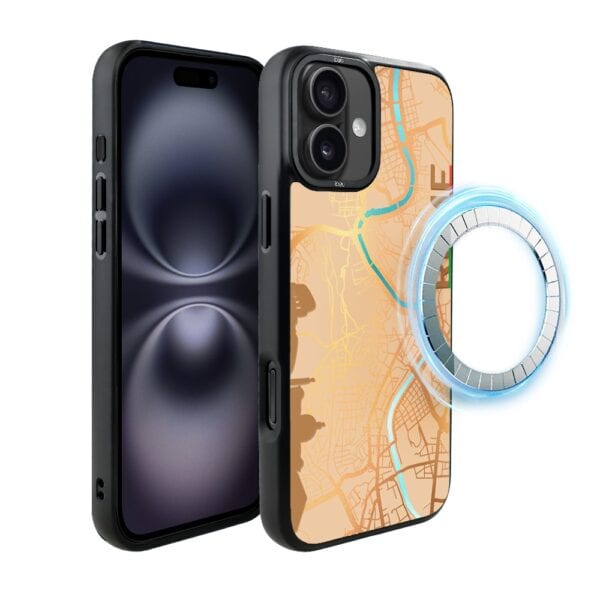 Etui do iPhone 16 Plus IBIZU DropGuard Matt z MagSafe, Mapy Świata, Rome