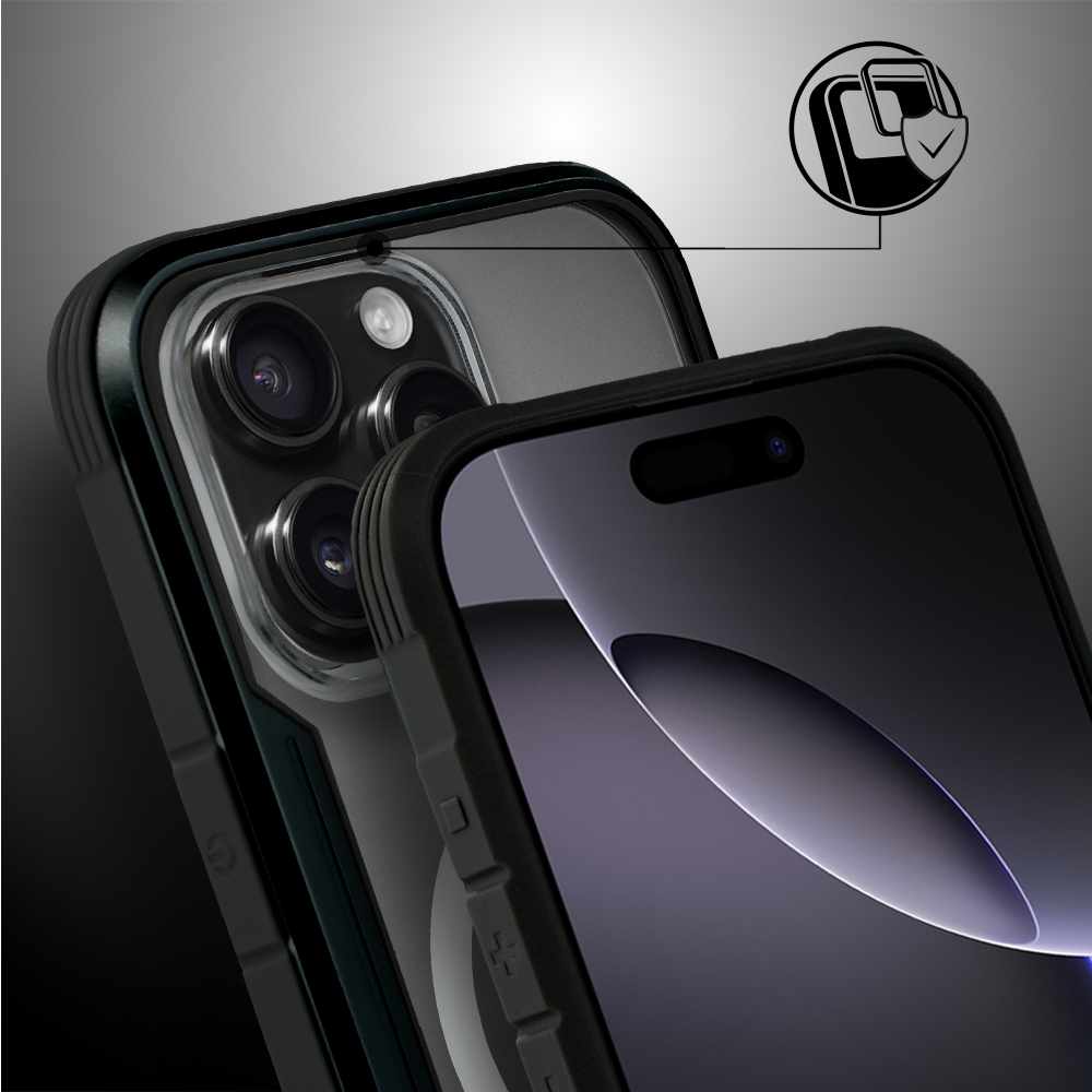 Etui do iPhone 16 Pro AluHybrid z MagSafe, twardy tył z metalowym wzmocnieniem, czarne (7)