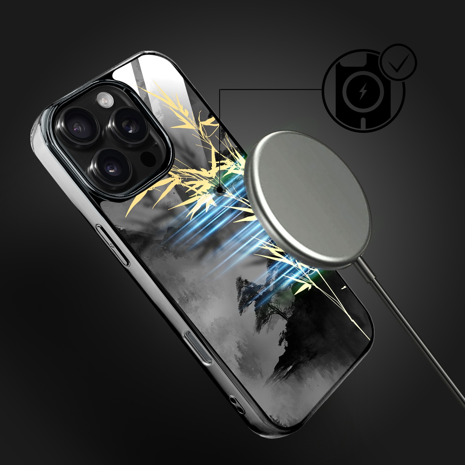 Etui-do-iPhone-16-Pro-Elite-Glass-z-MagSafe-szklany-tył-Azja-Złoty-bambus-czarne (1)