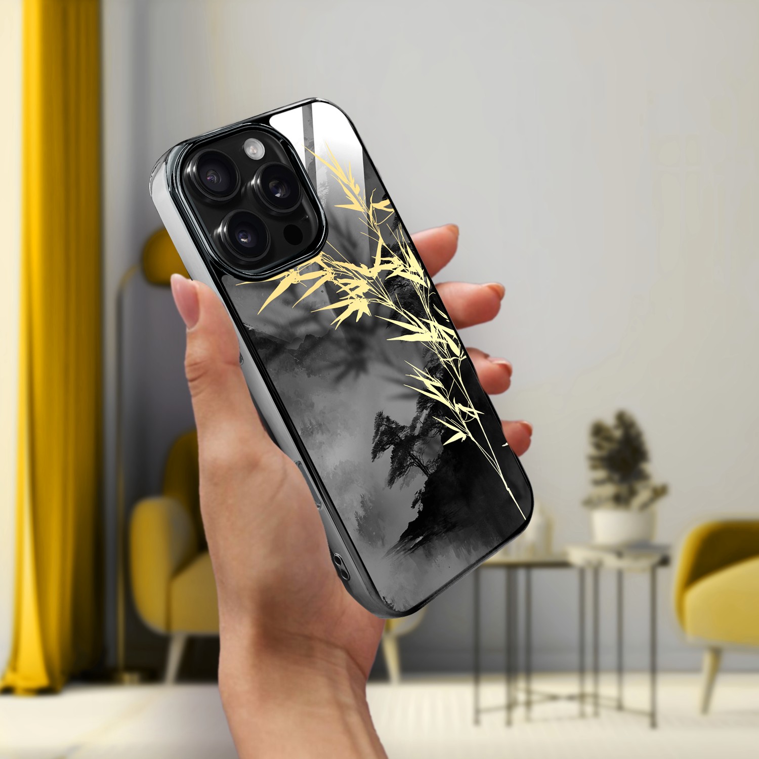 Etui-do-iPhone-16-Pro-Elite-Glass-z-MagSafe-szklany-tył-Azja-Złoty-bambus-czarne (4)