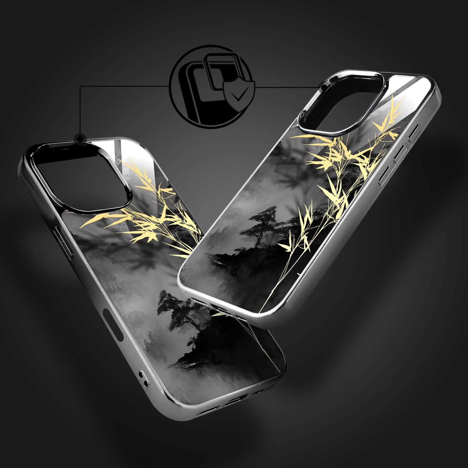 Etui-do-iPhone-16-Pro-Elite-Glass-z-MagSafe-szklany-tył-Azja-Złoty-bambus-czarne (5)