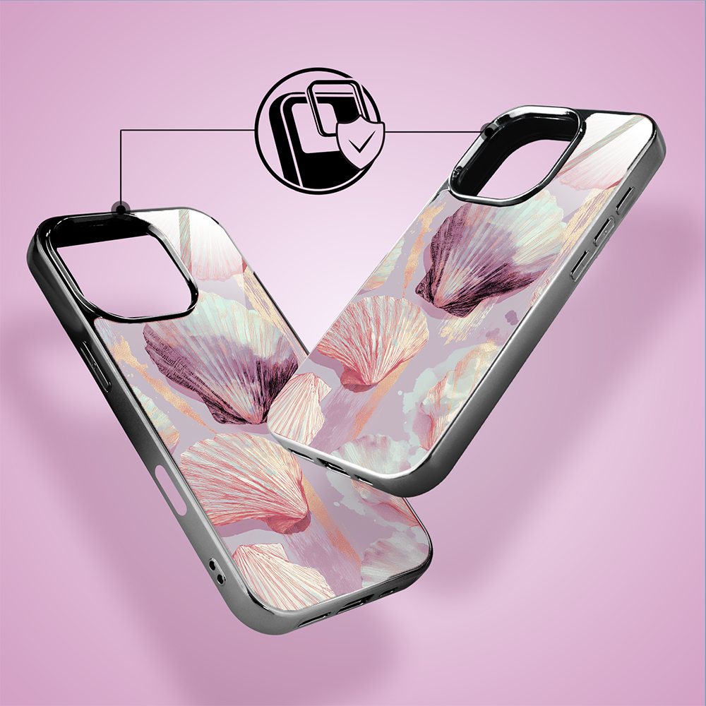 Etui do iPhone 16 Pro, Elite Glass z MagSafe, szklany tył, Morze, Perłowa muszla, czarne (6)