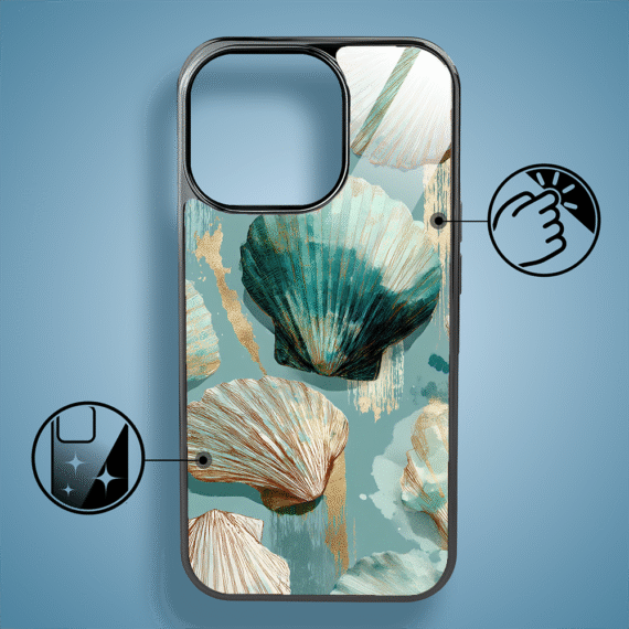 Etui do iPhone 16 Pro, Elite Glass z MagSafe, szklany tył, Morze, Turkusowy skarb, czarne (4)