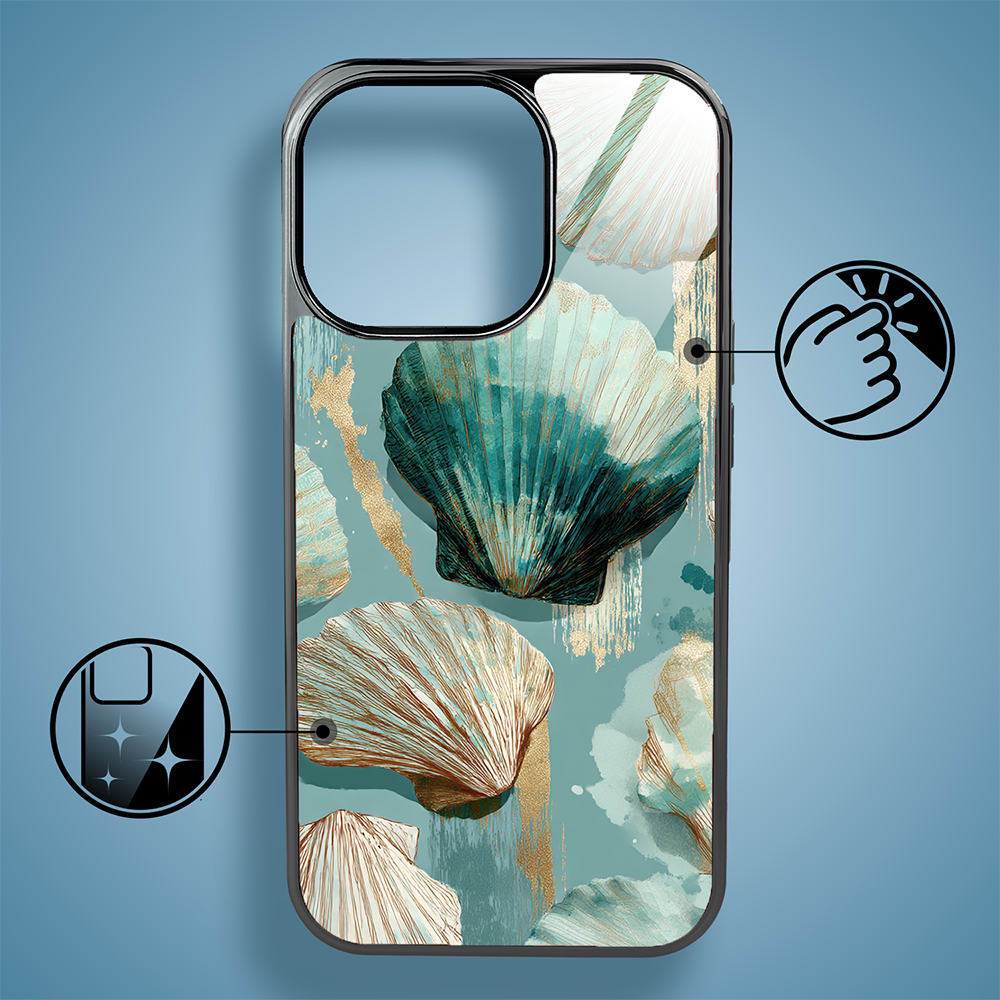 Etui do iPhone 16 Pro, Elite Glass z MagSafe, szklany tył, Morze, Turkusowy skarb, czarne (4)