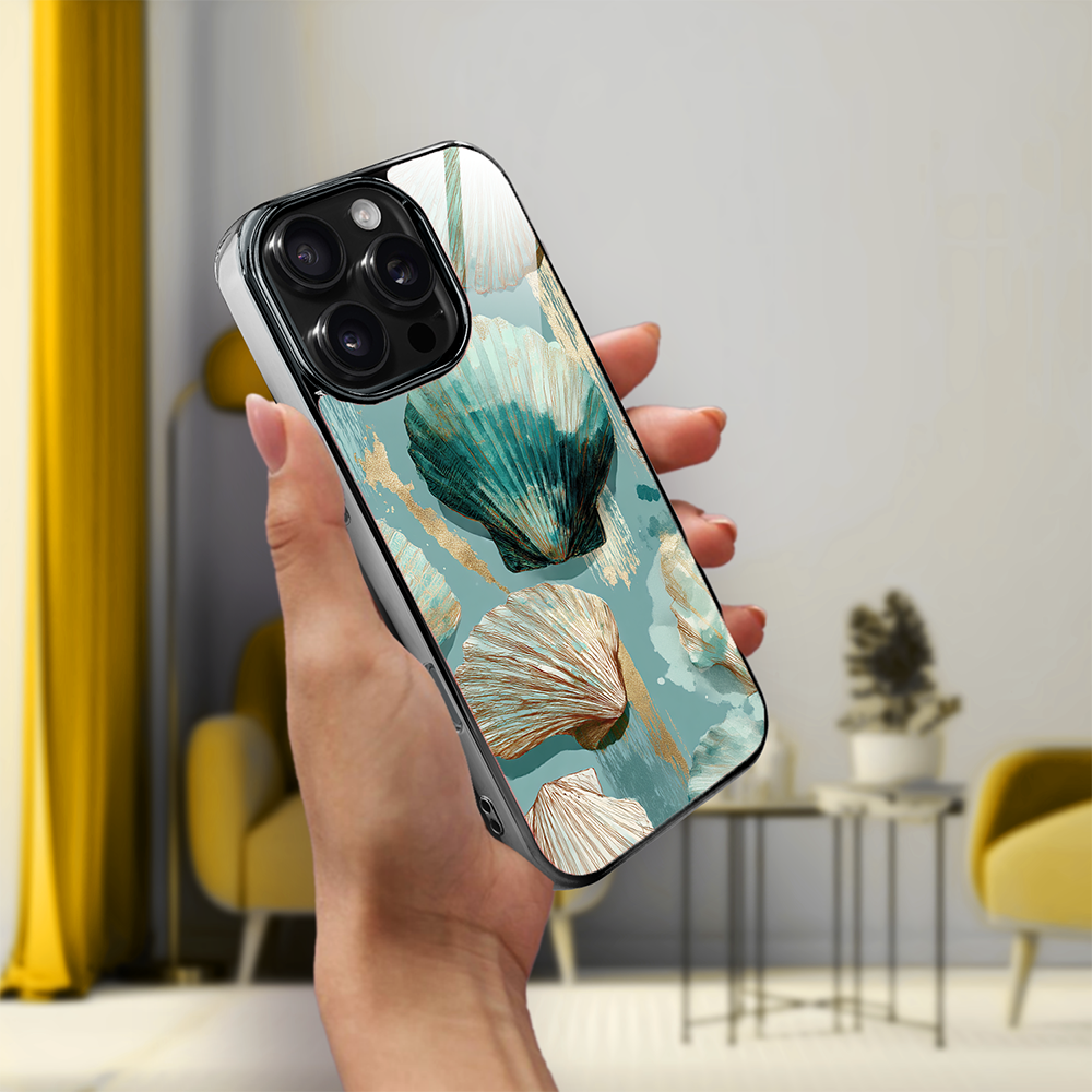 Etui do iPhone 16 Pro, Elite Glass z MagSafe, szklany tył, Morze, Turkusowy skarb, czarne (7)