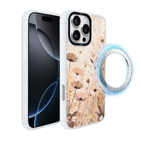 Etui do iPhone 16 Pro Max IBIZU DropGuard Matt z MagSafe, Boho, Kwiatowa łąka