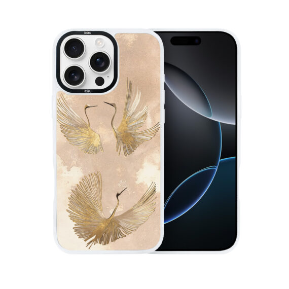 Etui-do-iPhone-16-Pro-IBIZU-DropGuard-Matt-z-MagSafe-Boho-Złote-żurawie (1)
