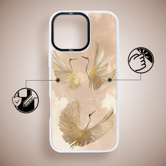 Etui-do-iPhone-16-Pro-IBIZU-DropGuard-Matt-z-MagSafe-Boho-Złote-żurawie (2)