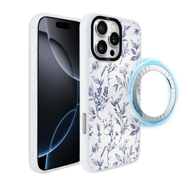 Etui do iPhone 16 Pro IBIZU DropGuard Matt z MagSafe, Pastel Bloom, Lazurowe szepty