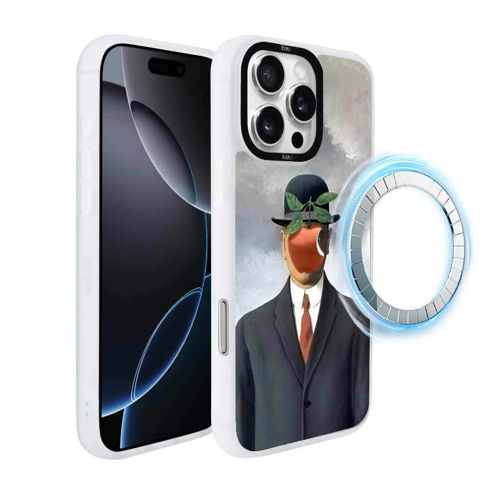 Etui-do-iPhone-16-Pro-IBIZU-DropGuard-Matt-z-MagSafe-Rene-Magritte-syn-człowieczy-white (6)