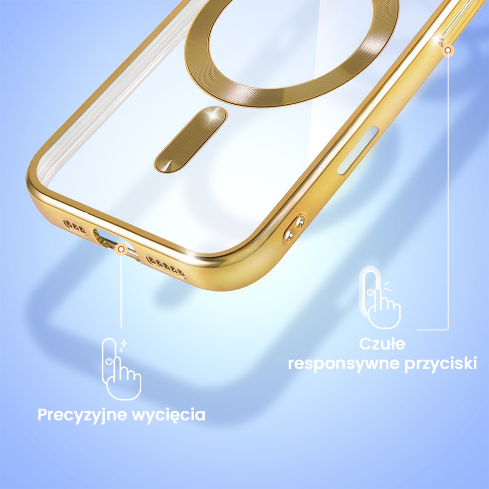 Etui do iPhone 16 Pro MagSafe Luxury Protect przeźroczyste, złote (1)