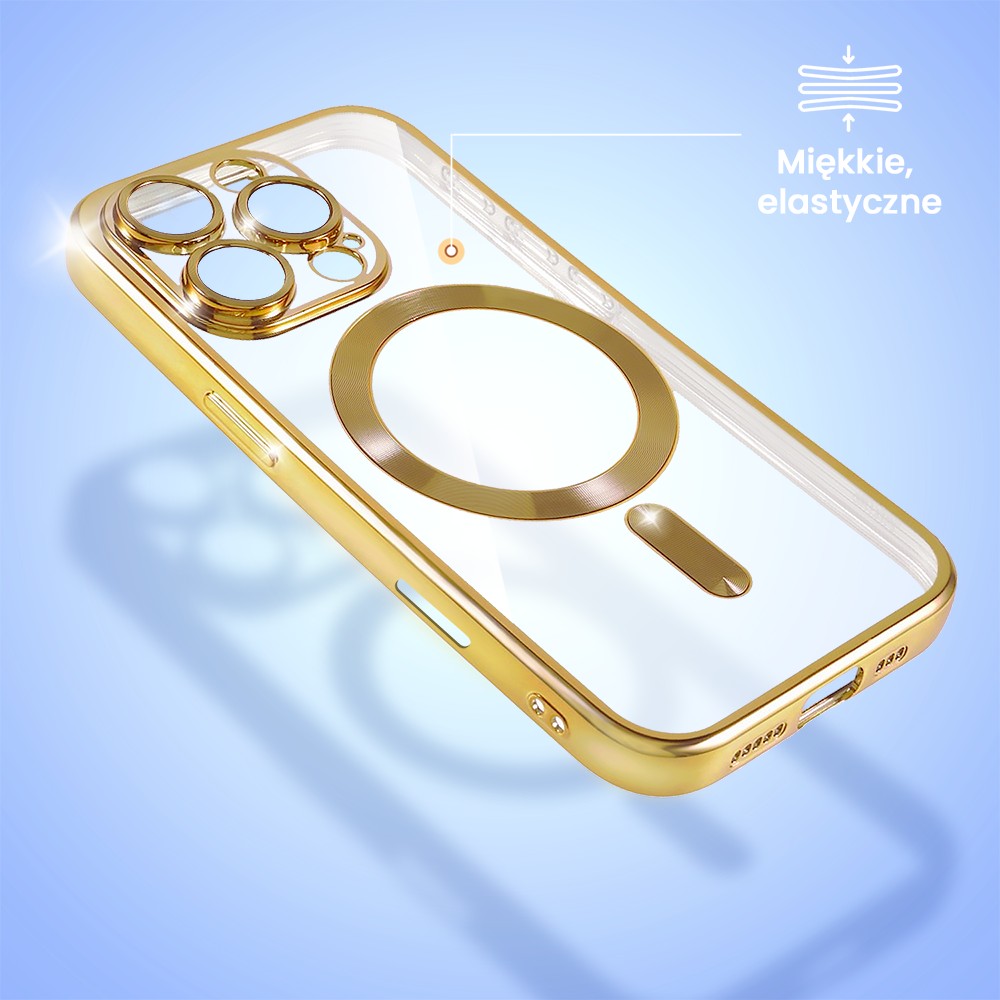 Etui do iPhone 16 Pro MagSafe Luxury Protect przeźroczyste, złote (3)