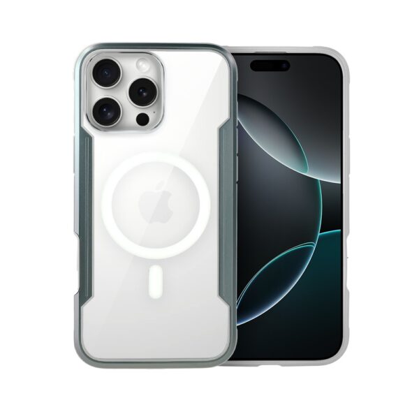 Etui do iPhone 16 Pro AluHybrid z MagSafe, twardy tył z metalowym wzmocnieniem, szare