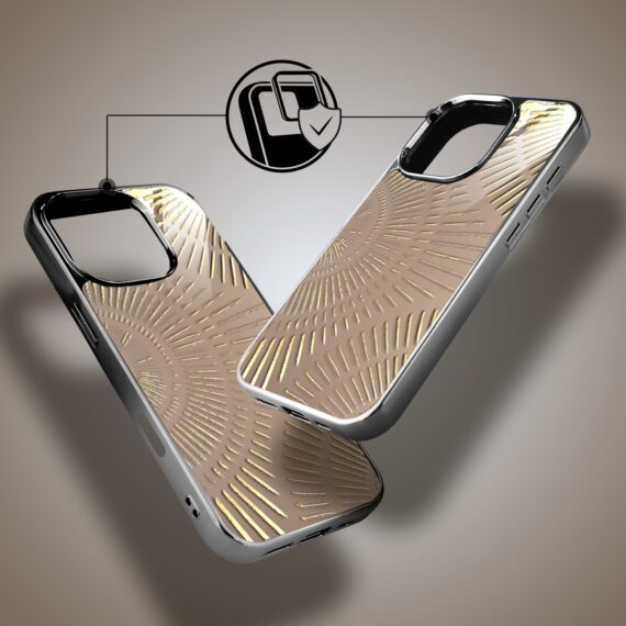Etui do iPhone 16 Pro Max, Elite Glass z MagSafe, szklany tył, Mistyczne wzory, Boski promień beżowe, czarne (8)