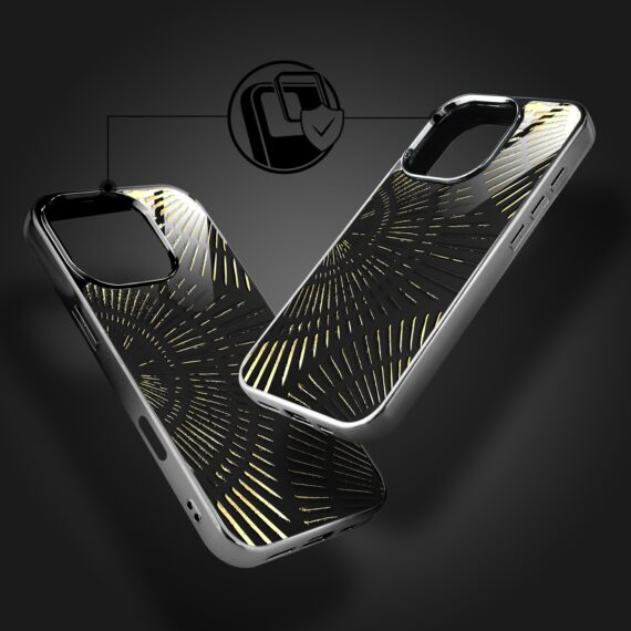 Etui do iPhone 16 Pro Max, Elite Glass z MagSafe, szklany tył, Mistyczne wzory, Boski promień czarne, czarne (1)