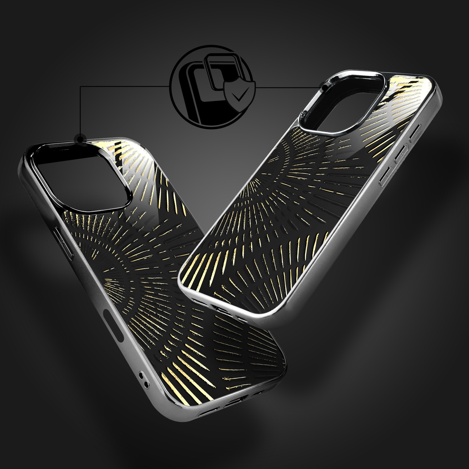 Etui do iPhone 16 Pro Max, Elite Glass z MagSafe, szklany tył, Mistyczne wzory, Boski promień czarne, czarne (1)