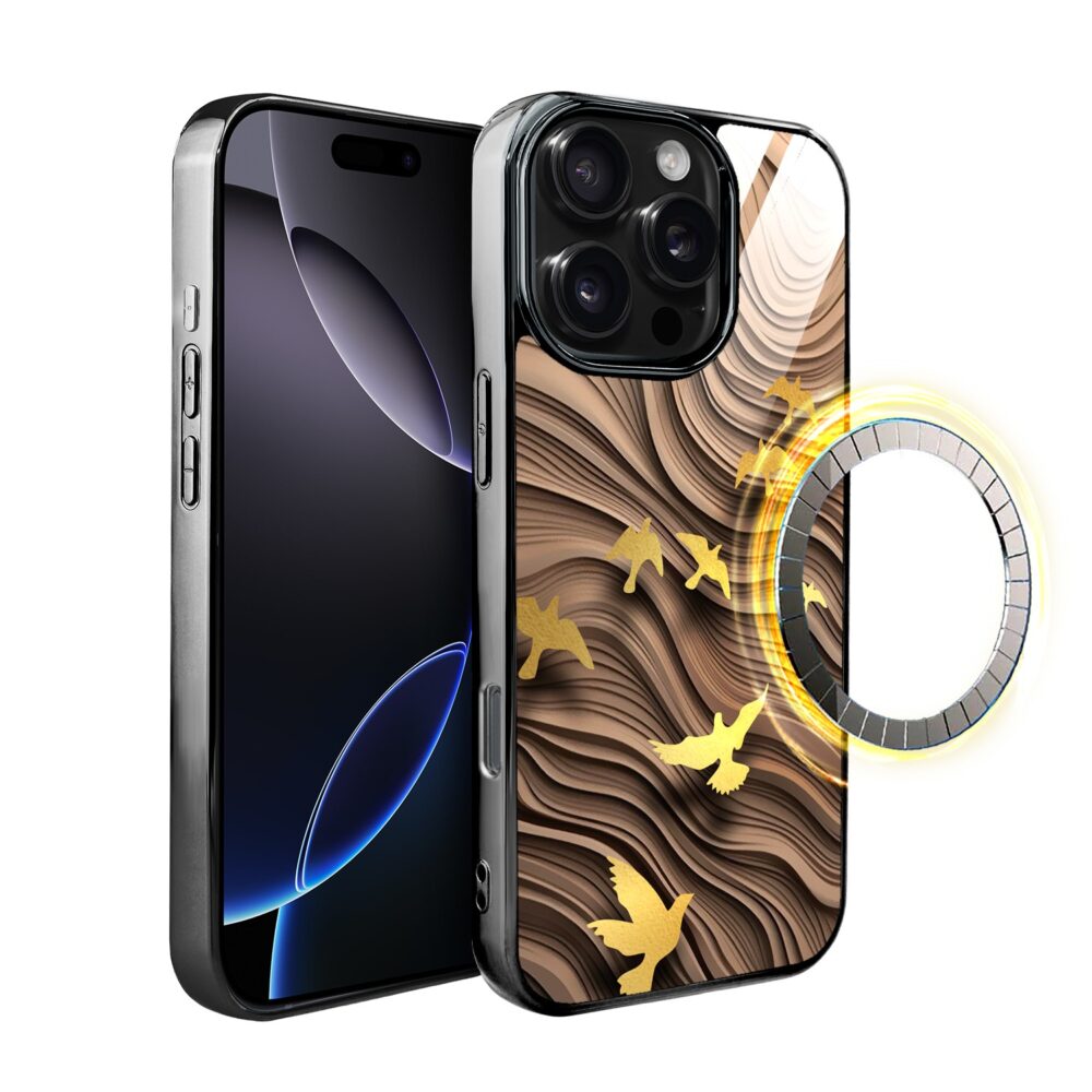 Etui do iPhone 16 Pro Max, Elite Glass z MagSafe, szklany tył, Zwierzęta, Piaskowa odyseja, czarne (1)