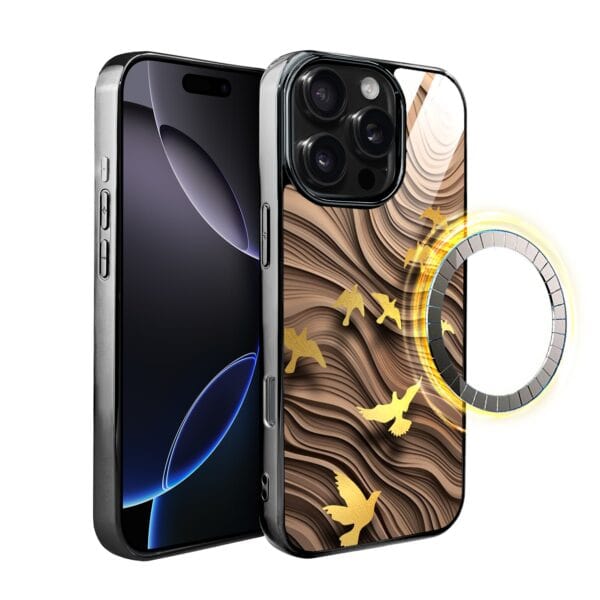 Etui do iPhone 16 Pro, Elite Glass z MagSafe, szklany tył, Zwierzęta, Piaskowa odyseja, czarne