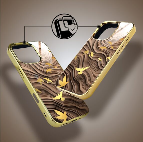 Etui do iPhone 16 Pro Max, Elite Glass z MagSafe, szklany tył, Zwierzęta, Piaskowa odyseja, złote (6)