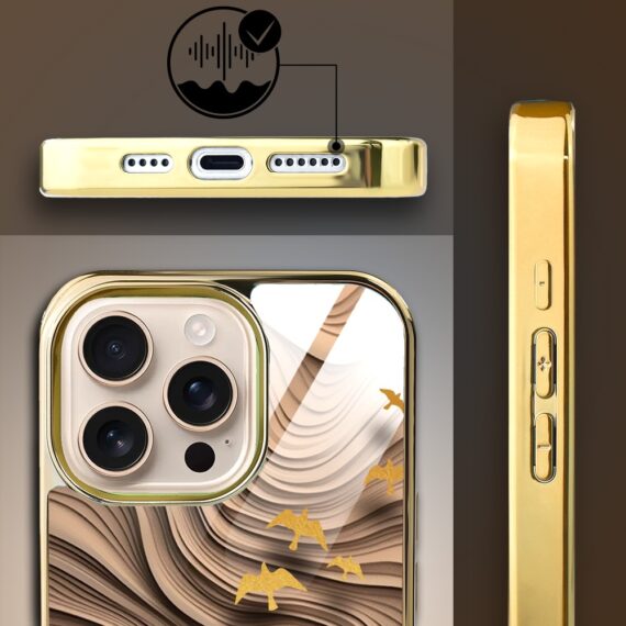 Etui do iPhone 16 Pro Max, Elite Glass z MagSafe, szklany tył, Zwierzęta, Piaskowa odyseja, złote (8)