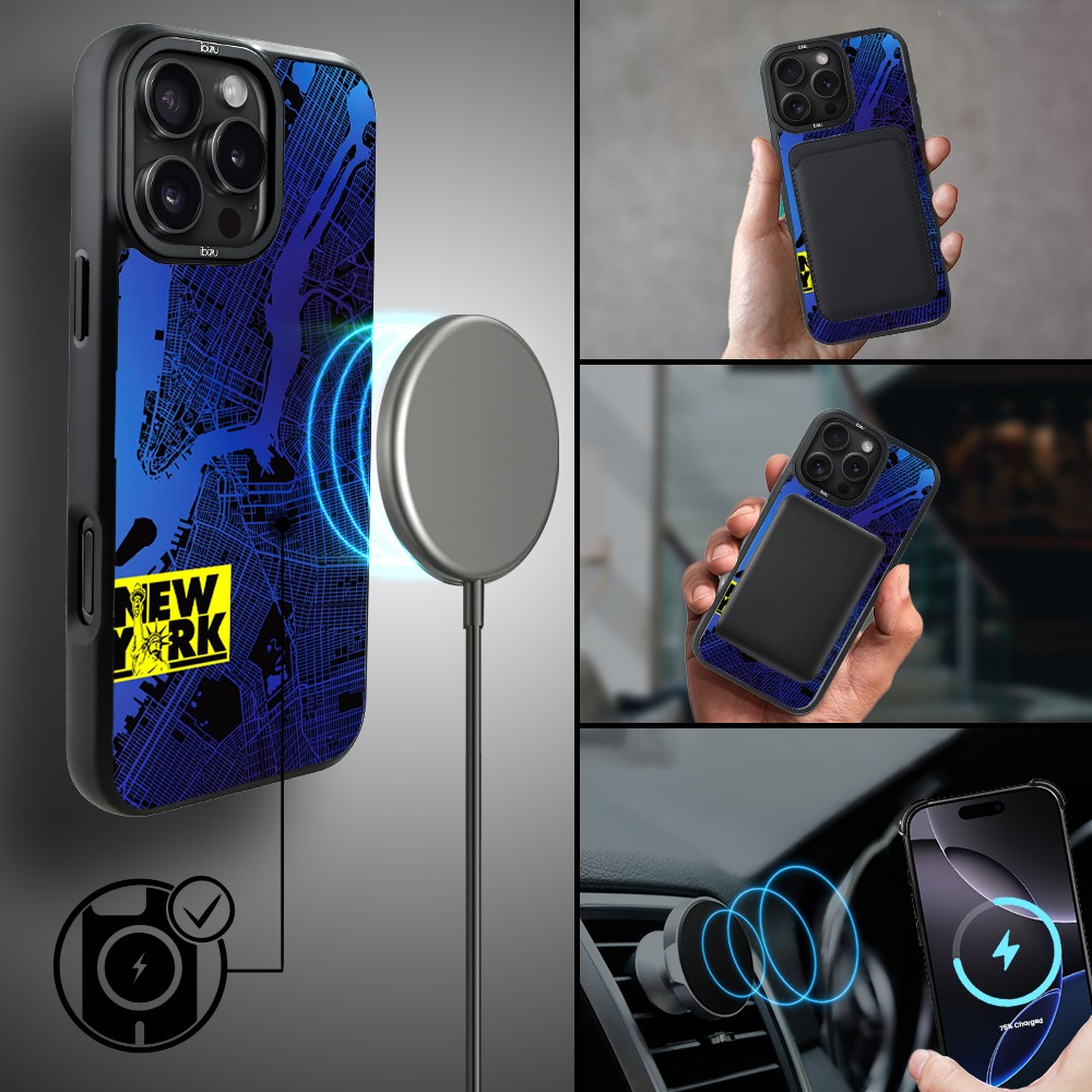 Etui do iPhone 16 Pro Max IBIZU DropGuard Matt z MagSaf, Mapy Świata, New York (2)