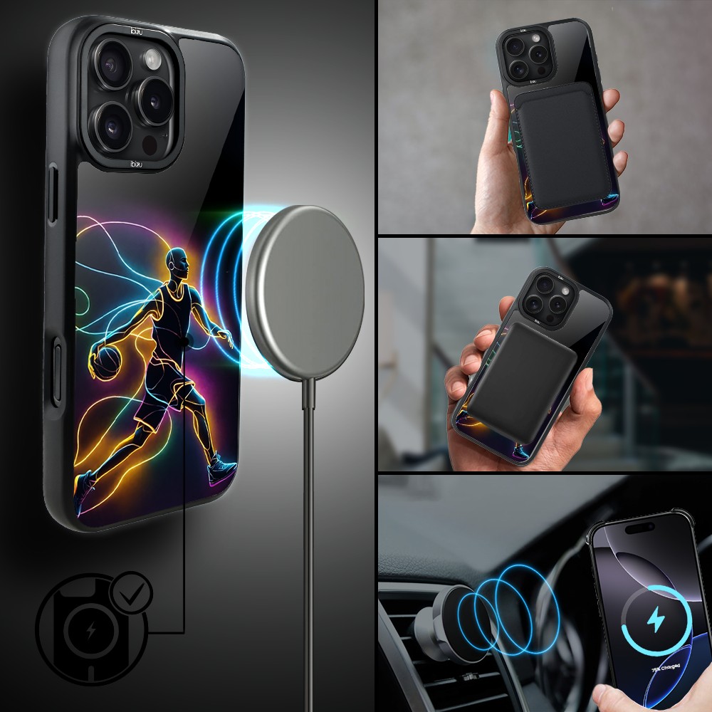 Etui do iPhone 16 Pro Max IBIZU DropGuard Matt z MagSafe, #ElectroMove, Duch koszykówkiip 16 pro-1