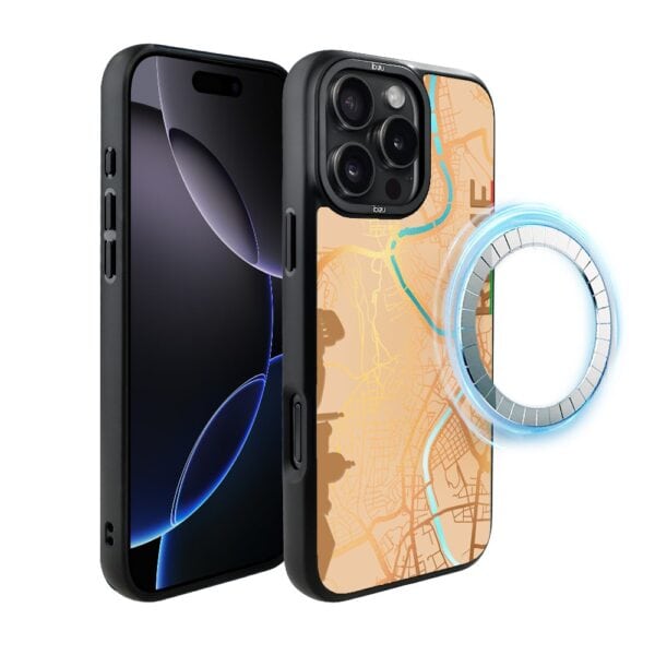 Etui do iPhone 16 Pro IBIZU DropGuard Matt z MagSafe, Mapy Świata, Rome