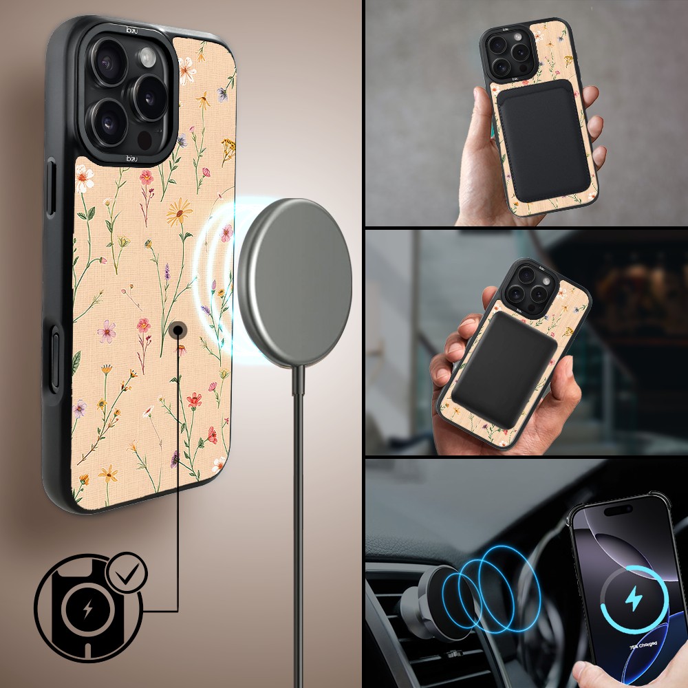 Etui do iPhone 16 Pro Max IBIZU DropGuard Matt z MagSafe, Pastel Bloom, Kolorowa łąka (6)