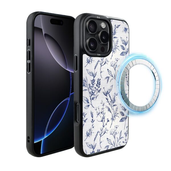 Etui do iPhone 16 Pro IBIZU DropGuard Matt z MagSafe, Pastel Bloom, Lazurowe szepty